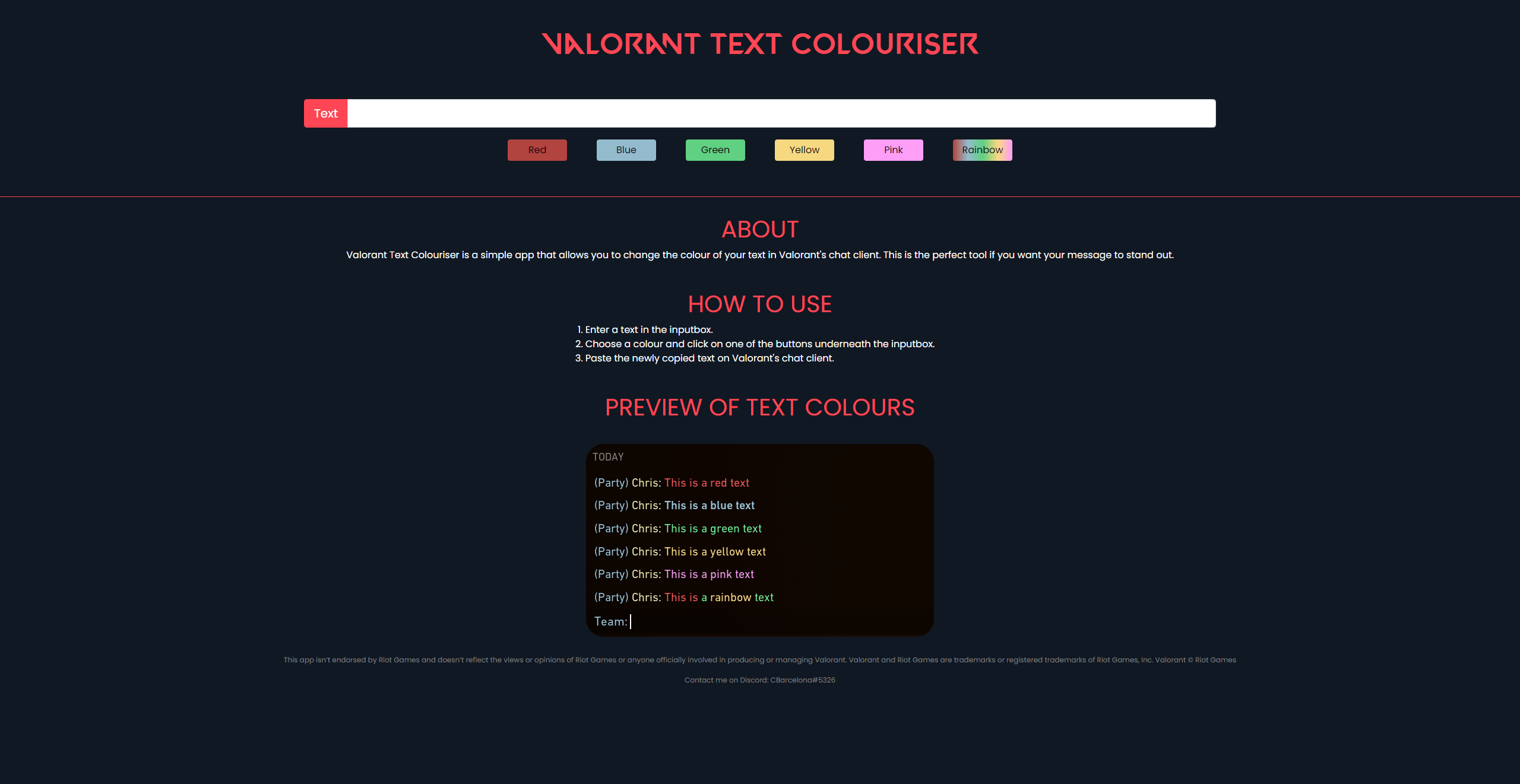 valorant text colouriser